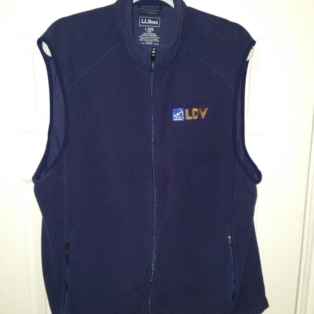 LL Bean Blue Fleece Full Zip Vest Men's sz Large